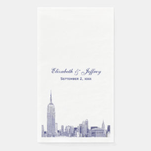 NYC Skyline 01 Etchd DIY BG Color Wedding Blue Serviette