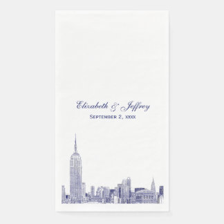 NYC Skyline 01 Etchd DIY BG Color Wedding Blue Serviette
