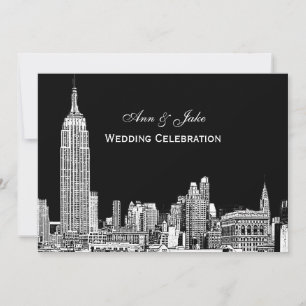 NYC Skyline 01 Etched DIY BG Color Wedding Einladu Einladung