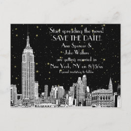 NYC Skyline 01 Etched DIY BG Starry Save the Date Ankündigungspostkarte