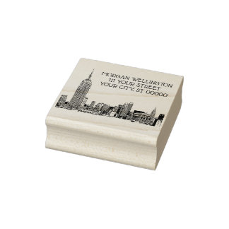 NYC Skyline 01 Etched Rubber Briefmarke Gummistempel