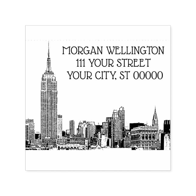 NYC Skyline 01 Etched Rubber Briefmarke Permastempel (Design)