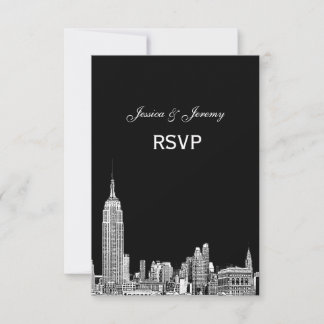 NYC Skyline 01 Etched UAWG #1 mit Menü RSVP Karte