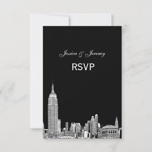 NYC Skyline 01 Etched UAWG #2 RSVP Karte (Vorderseite)