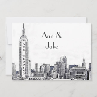 NYC Skyline 01 Etched Wedding Einladung