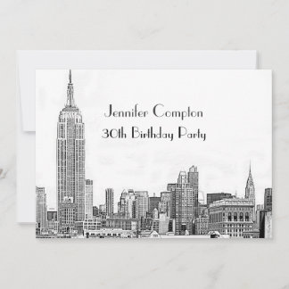 NYC Skyline 01 Etched What Birthday Party Einladung