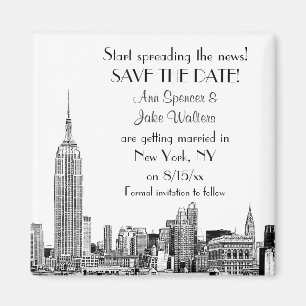 NYC Skyline 01 Geätzt Save the Date Magnet