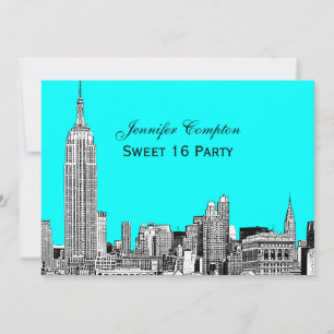 NYC Skyline 01 Geätzte DIY-Hintergrundfarbe Sweet Einladung