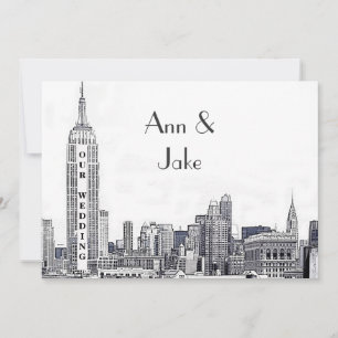 NYC Skyline 01 Geätzte Hochzeitseinladung Einladung