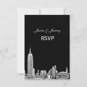 NYC Skyline 01 Geätzte RSVP #1 Mit Menü Karte