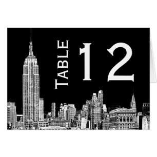 NYC Skyline 01 geätzte Tischnummernkarte