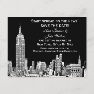 NYC Skyline 01 Geätzter DIY-Hintergrund Farbe Save Ankündigungspostkarte