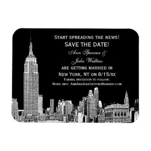NYC Skyline 01 Geätzter DIY-Hintergrund Farbe Save Magnet