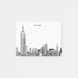 NYC-Skyline 01 geätzter DIY-Hintergrund Farbe Ster Post-it Klebezettel