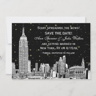NYC Skyline 01 Radierung DIY BG Farbe Terminankünd Save The Date