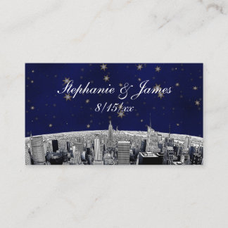NYC Skyline 2 Blue Gold Star Escortkarten Platzkarte