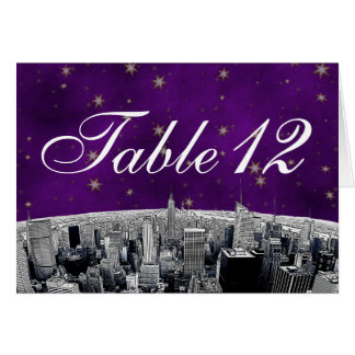 NYC Skyline 2 Lila Gold Star-Tischnummer