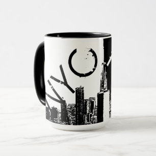 NYC-Skyline altes Vintage-Foto schwarz-weiß Tasse