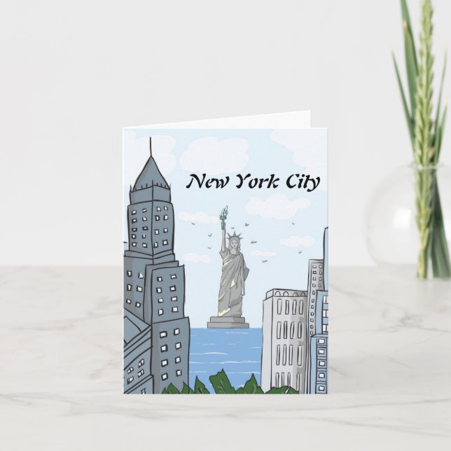 NYC SKYLINE AND LADY LIBERTY NOTE CARD KARTE (Vorderseite)