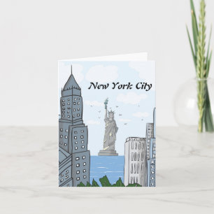 NYC SKYLINE AND LADY LIBERTY NOTE CARD KARTE