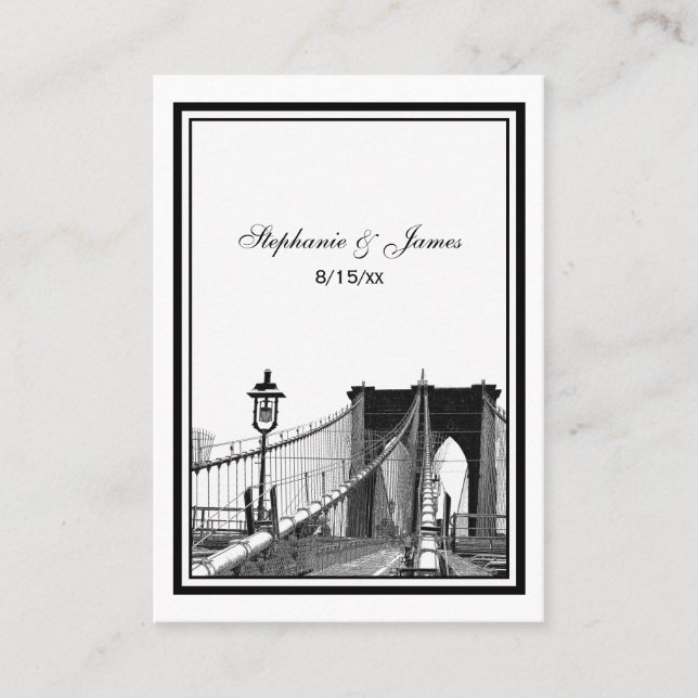 NYC Skyline Bklyn Bridge #2 Etched Escort Cards #2 Platzkarte (Vorderseite)