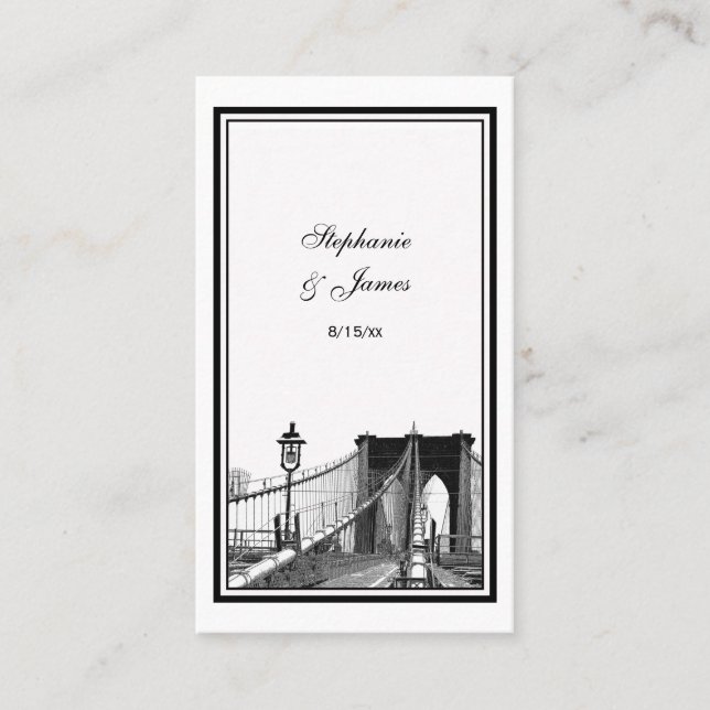 NYC Skyline Bklyn Bridge #2 Etched Platzkarten (Vorderseite)