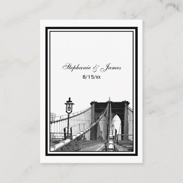 NYC Skyline Bklyn Bridge #2 Etched Platzkarten #2 (Vorderseite)