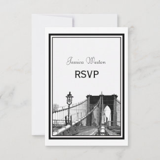 NYC Skyline Bklyn Bridge #2 Etched UAWG RSVP Karte