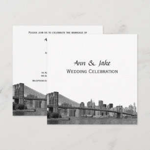 NYC Skyline Bklyn Bridge Geätzt #2SQ Hochzeit Einladung