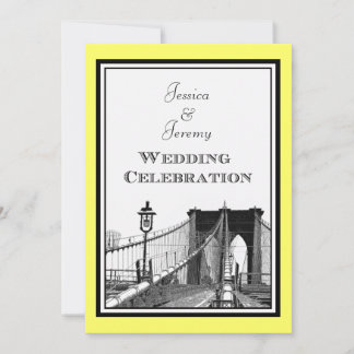 NYC Skyline Brooklyn Bridge #1 Etched Wedding Einladung