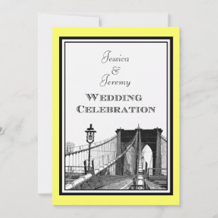 NYC Skyline Brooklyn Bridge #1 Geätzte Hochzeit Einladung