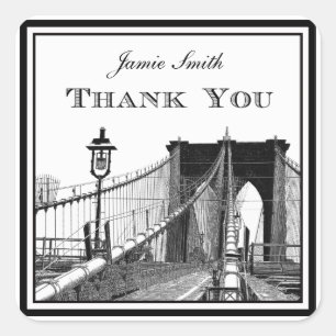 NYC Skyline Brooklyn Bridge #2 Danke Quadratischer Aufkleber