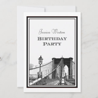 NYC Skyline Brooklyn Bridge #2 DIY Birthday Party Einladung