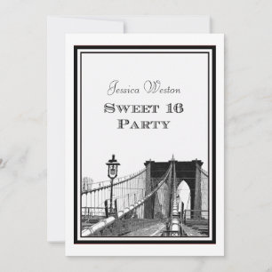 NYC Skyline Brooklyn Bridge #2 DIY Sweet 16 Einladung