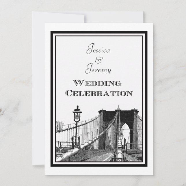 NYC Skyline Brooklyn Bridge #2 DIY Wedding Einladung (Vorderseite)