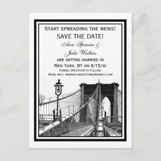 NYC Skyline Brooklyn Bridge #2 Save the Date Ankündigungspostkarte