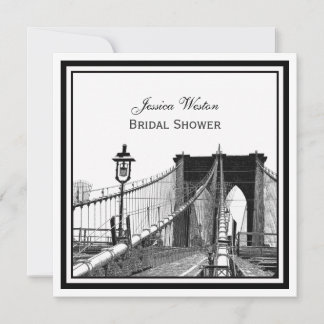 NYC Skyline Brooklyn Bridge #2 SQ Brautparty Einladung