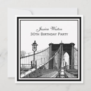 NYC Skyline Brooklyn Bridge #2 SQ Geburtstagsfeier Einladung