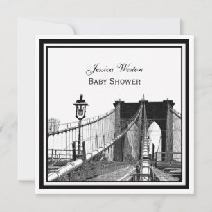 NYC Skyline Brooklyn Bridge #2 SQ Kinderdusche Einladung