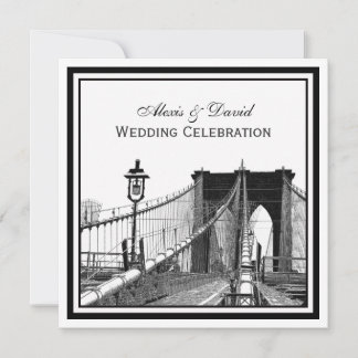 NYC Skyline Brooklyn Bridge #2 SQ Wedding Einladung