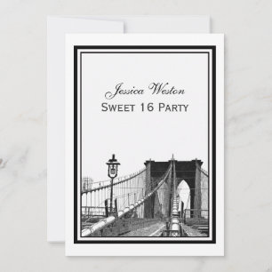 NYC-Skyline Brooklyn Bridge #2 Sweet 16 Party Einladung