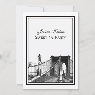 NYC Skyline Brooklyn Bridge #2 Sweet 16 Party Einladung