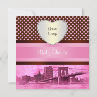 NYC Skyline Brooklyn Bridge Boat 3H Babydusche Einladung