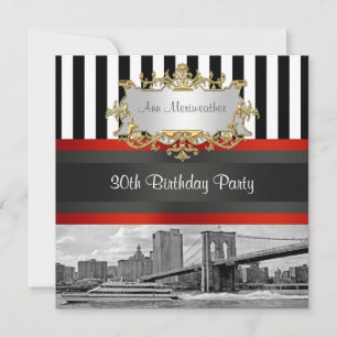 NYC Skyline Brooklyn Bridge, Boat Birthday Invite Einladung