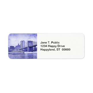 NYC Skyline Brooklyn Bridge Boat Etched Look #2