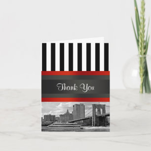 NYC Skyline Brooklyn Bridge, Boat Invitation Suite Dankeskarte