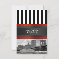 NYC Skyline Brooklyn Bridge Boat Invitation Suite