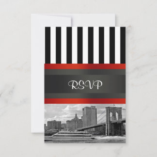 NYC Skyline Brooklyn Bridge Boat Invitation Suite RSVP Karte