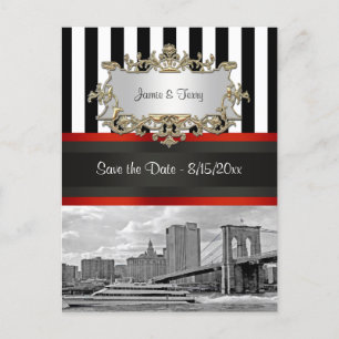 NYC Skyline Brooklyn Bridge, Boot Ankündigungspostkarte