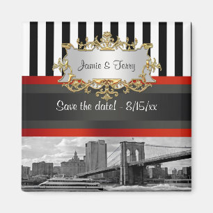 NYC Skyline Brooklyn Bridge, Boot Save the Date Magnet